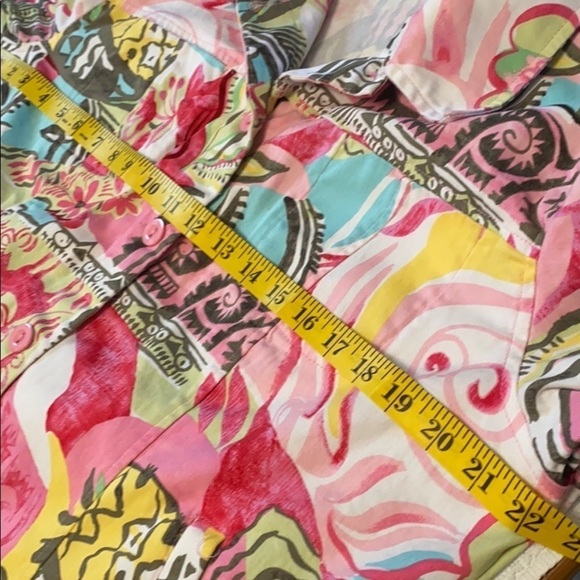 Erin London jacket button down multicolor long sleeve pockets stretchy Sz large - Picture 5 of 10